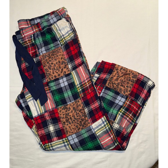 aerie Other - Aerie Plaid Patchwork Lounge Pants Leopard Print Sleepwear Women's XL